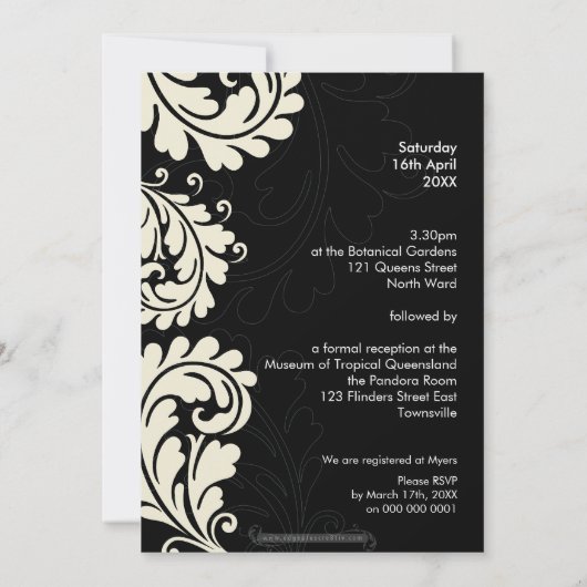 BRUILOFT UITNODIGINGEN:: gedurfde bloei 15P Kaart (Achterkant)