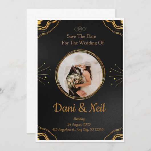 Bruiloft uitnodigingen hart effect liefdesverhaal (Voorkant / Achterkant)