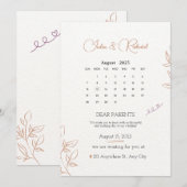 Bruiloft uitnodigingen met kalender 2024 (Voorkant / Achterkant)