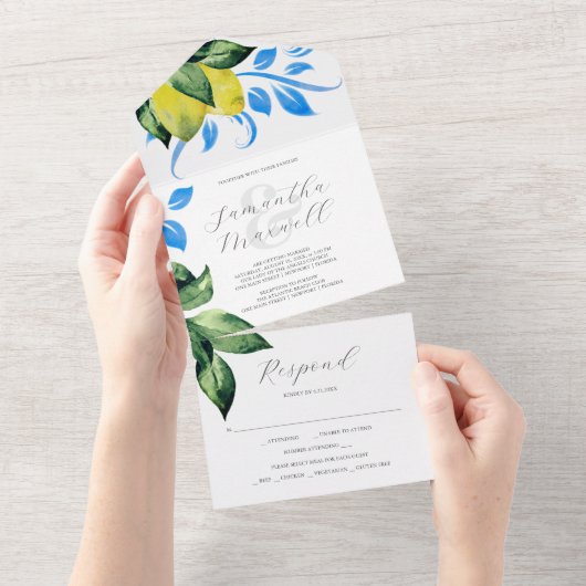 Bruiloft uitnodigingen met RSVP Card Lemons (Afscheurbaar)