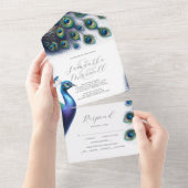 Bruiloft uitnodigingen met RSVP Card Peacock (Afscheurbaar)