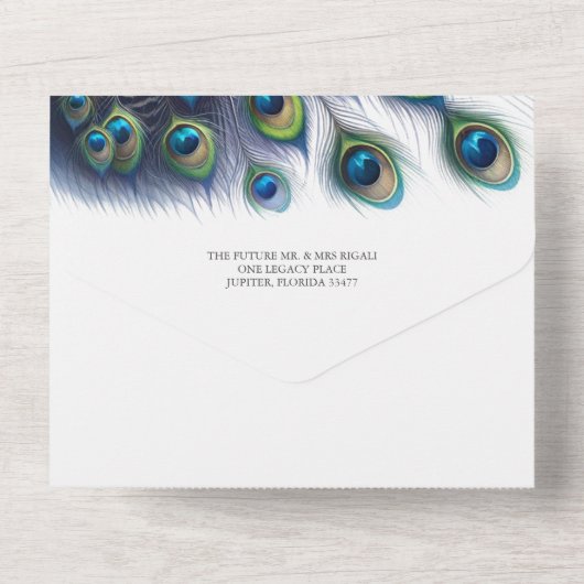Bruiloft uitnodigingen met RSVP Card Peacock (Achterkant)