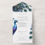 Bruiloft uitnodigingen met RSVP Card Peacock<br><div class="desc">Verhoog uw huwelijksfeest met onze majestueuze huwelijksuitnodigingen vergezeld van een RSVP-kaart, die de schoonheid van prachtige waterverf pauwen in prachtige tinten van koningsblauw, groen en paarse laten zien. Of u nu de voorkeur geeft aan het gemak van afdichting en verzenden of de klassieke elegantie van gevouwen huwelijksuitnodigingen, deze zijn de...</div>