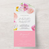 Bruiloft uitnodigingen met RSVP Card Roze Bloemen (Binnen)