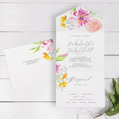 Bruiloft uitnodigingen met RSVP Card Roze Bloemen