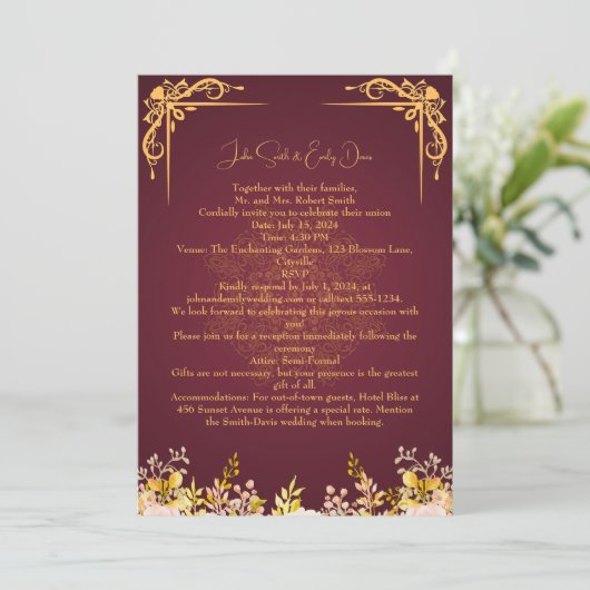 Bruiloft uitnodigingen met Rsvp Qr Code (Staand voorkant)