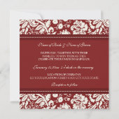 Bruiloft uitnodigingen Red Cream Damask (Achterkant)