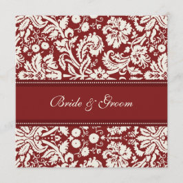 Bruiloft uitnodigingen Red Cream Damask