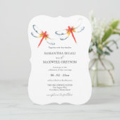 Bruiloft uitnodigingen Waterverf rode libel (Staand voorkant)