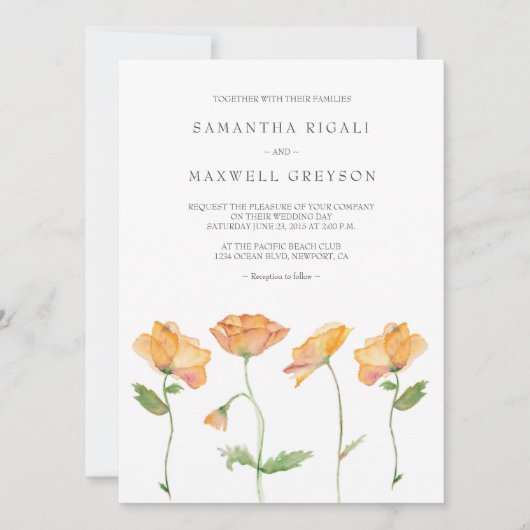 Bruiloft Uitnodigingen Waterverf Sinaasappel Poppi (Voorkant)