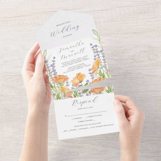 Bruiloft uitnodigingen Waterverf Wildbloemen (Afscheurbaar)