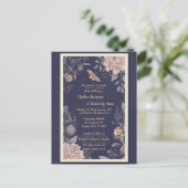 Bruiloft uitnodigingskaart Moth, Rose & Thistle Briefkaart (Staand voorkant)