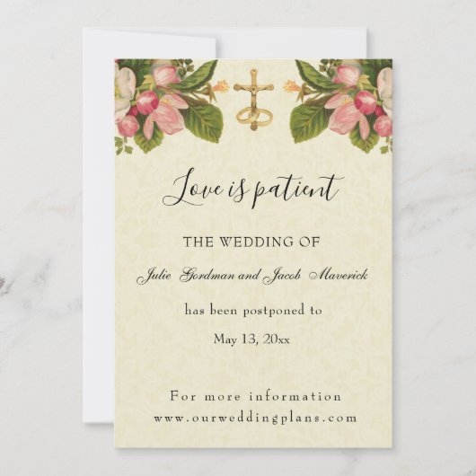 Bruiloft uitstel Katholieke Kersenbloesems Save The Date (Voorkant)