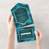Bruiloft Universe Teal Stelsel All In One Uitnodiging (Afscheurbaar)