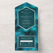 Bruiloft Universe Teal Stelsel All In One Uitnodiging (Binnen)