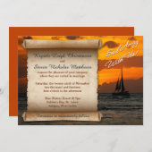 Bruiloft | Vaar met ons mee! | Zeilboot | zonsonde Kaart (Voorkant / Achterkant)