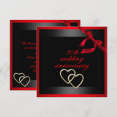 bruiloft van Black & Red Heart Noite Kaart (Voorkant / Achterkant)