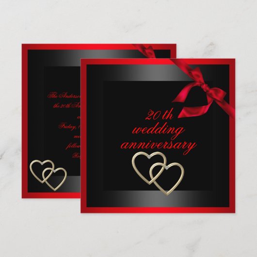 bruiloft van Black & Red Heart Noite Kaart (Voorkant / Achterkant)