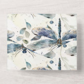 Bruiloft van Blauwe Libellen All In One Uitnodiging (Achterkant)