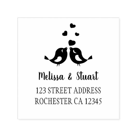 bruiloft van Bride- en Groom-liefdesvogels Zelfinktende Stempel (Design)