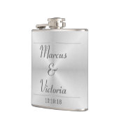 bruiloft van geborsteld metaal heupfles (Links)