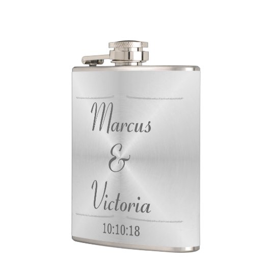 bruiloft van geborsteld metaal heupfles (Links)