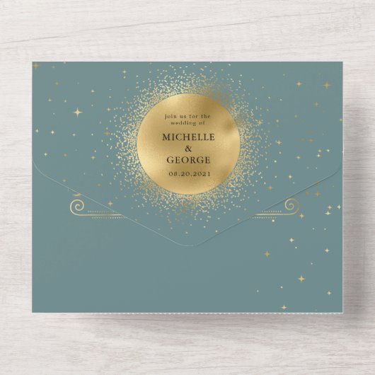 bruiloft van hemelsnaam (geen ENV) All In One Uitnodiging (Achterkant)