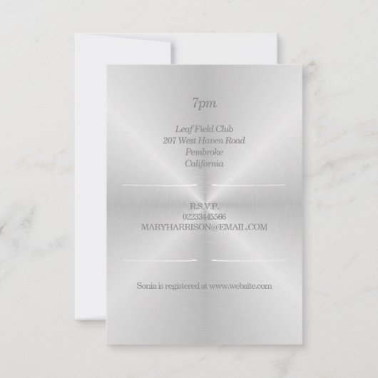 bruiloft van roestvrij staal, geborsteld kaart (Achterkant)