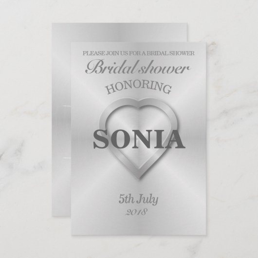 bruiloft van roestvrij staal, geborsteld kaart (Voorkant / Achterkant)