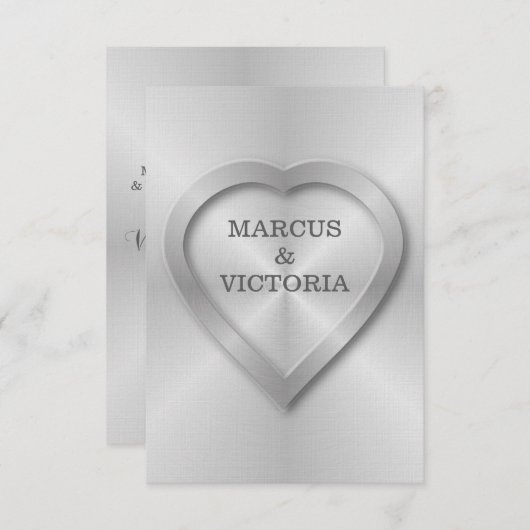 bruiloft van roestvrij staal, geborsteld kaart (Voorkant / Achterkant)