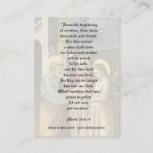 Bruiloft van St. Joseph & Mary Holy Kaarten Visitekaartje (Achterkant)