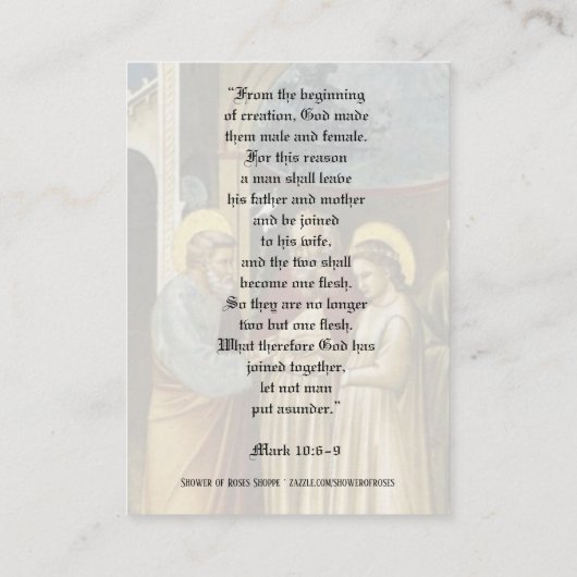 Bruiloft van St. Joseph & Mary Holy Kaarten Visitekaartje (Achterkant)