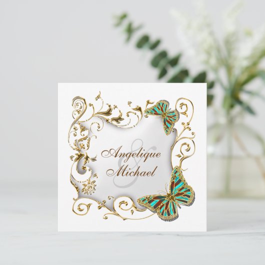 bruiloft van witte watergoud kaart (Staand voorkant)