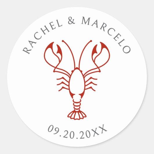 bruiloft van zeekreeft ronde sticker (Voorkant)