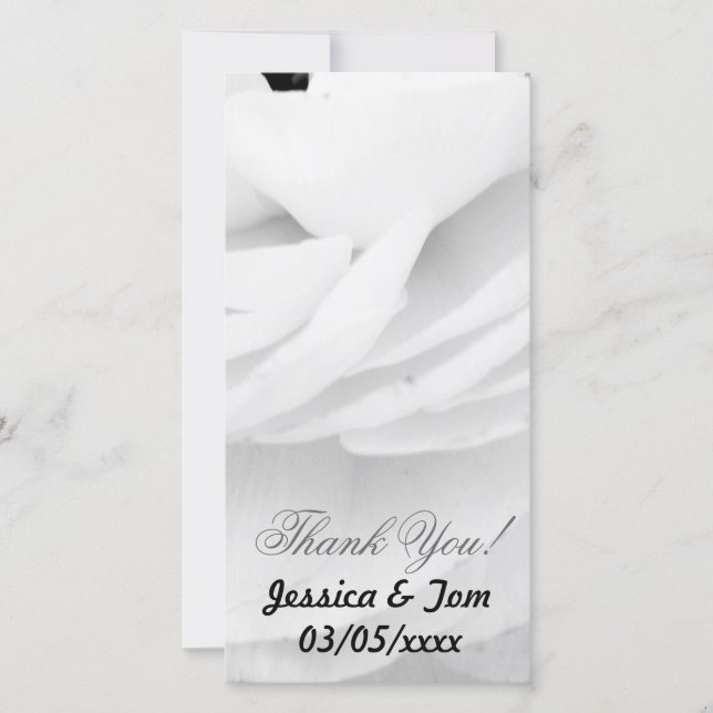 bruiloft van zwarte en witte rozen bedankkaart (Voorkant)
