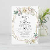 Bruiloft | Vanilla+ Waterverf Peony Flowers Kaart (Staand voorkant)