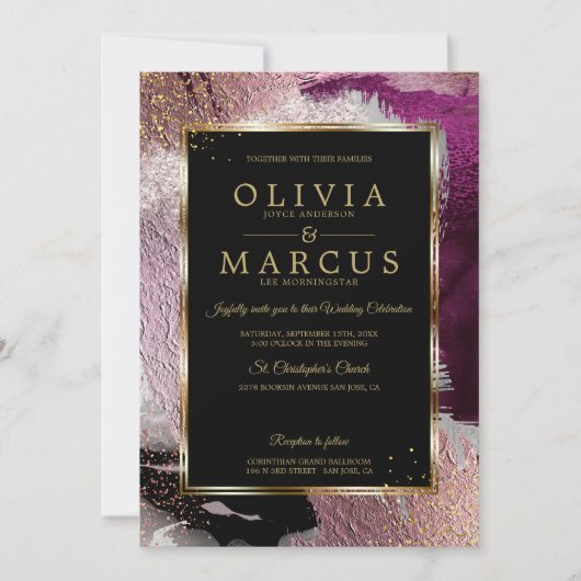 bruiloft | Verbluffend kassenpruimen Abstract Kaart (Voorkant)