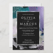 Bruiloft | Verbluffende Blauwgroen lavendel Abstra Kaart (Voorkant)