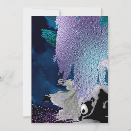 Bruiloft | Verbluffende Blauwgroen lavendel Abstra Kaart (Achterkant)