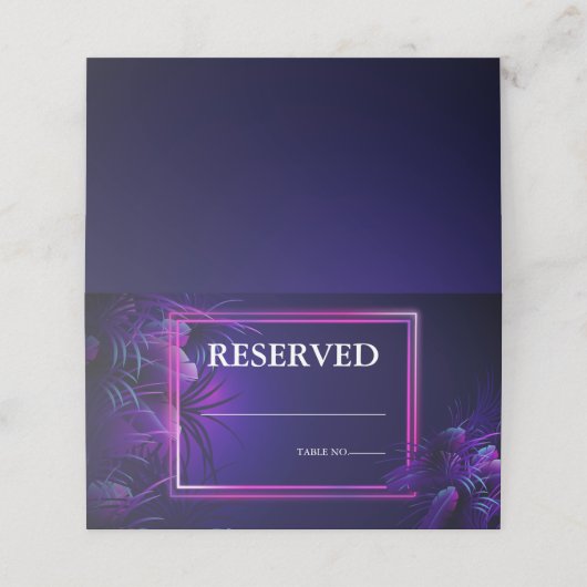 Bruiloft | Verbluffende neon Paarse tropische olie Plaatskaartje (Buitenkant ongevouwen)