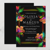 Bruiloft | Verbluffende neon tropische hibiscus Kaart (Voorkant / Achterkant)