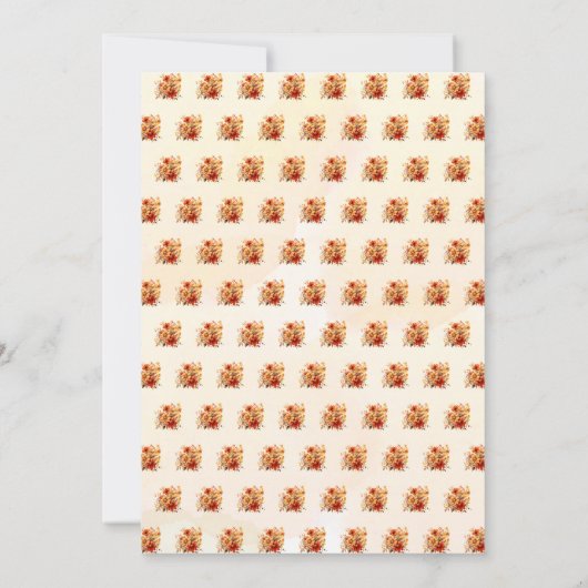 Bruiloft verbrande oranje herfst bloemblaadjes bij kaart (Achterkant)