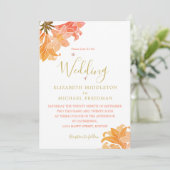 Bruiloft verbrande Sinaasappel bloemenelegant Kaart (Staand voorkant)