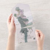 Bruiloft verbrande Sinaasappel foto modern elegant All In One Uitnodiging (Afscheurbaar)