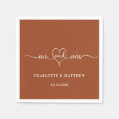 Bruiloft verbrande sinaasappel mr mrs hart script  servet (Voorkant)