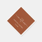 Bruiloft verbrande sinaasappel mr mrs hart script  servet (Hoek)