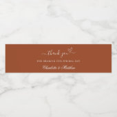 Bruiloft verbrande sinaasappel terracotta hart dan waterfles etiket (Enkel label)