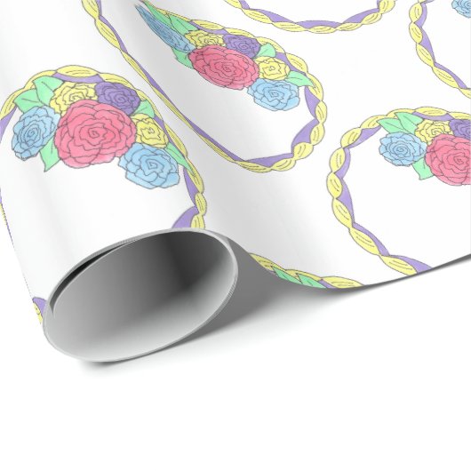 Bruiloft Verjaardagstaart Bloemen Pastel Icing Roo Cadeaupapier (Rol Hoek)