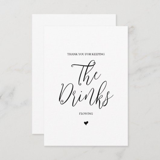 Bruiloft verkoper dank u kaart- Bartender Bedankkaart (Voorkant / Achterkant)