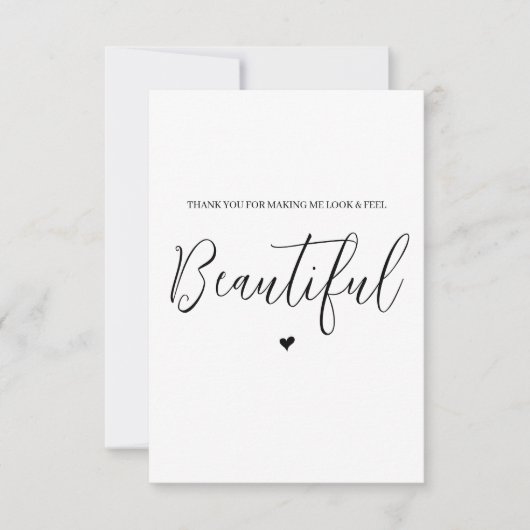 Bruiloft verkoper dank u kaart- haar / make-up bedankkaart (Voorkant)